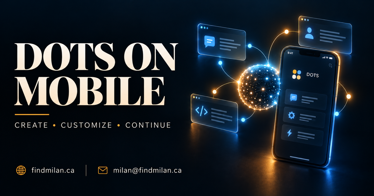 FindMilan ChatGPT-style cover showing a phone beside a glowing connected agent, with the words Dots on Mobile