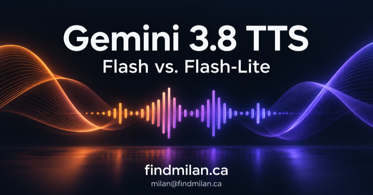 Orange and violet audio waveforms illustrate Google's Gemini 3.8 Flash and Flash-Lite text-to-speech models